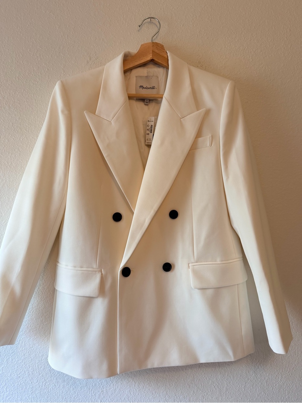 Madewell Women’s Size 4 Ivory Double Breasted Blazer Sports Coat